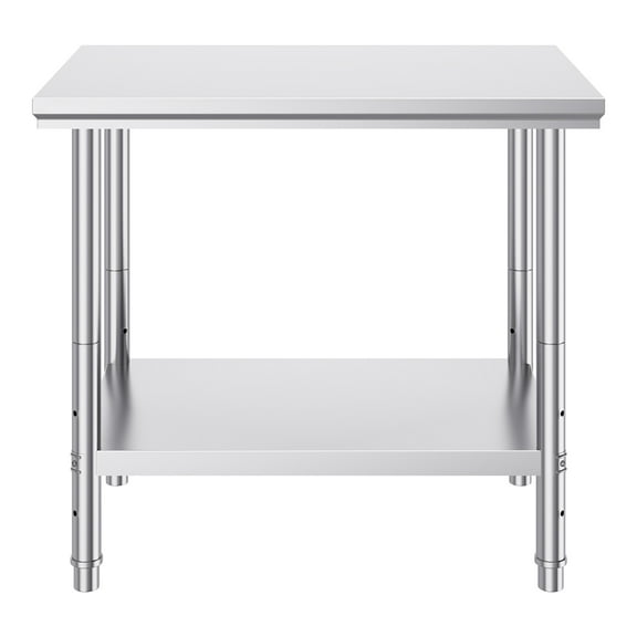 KFFKFF Stainless Steel Prep Table, 900x600x800 mm, 700 lbs Weight Capacity, Durable Metal Workbench with Adjustable Height Levels, Versatile Workstation for Kitchen, Garage, Restaurant,or Outdoor Use