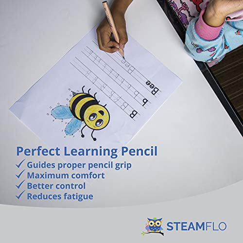 STEAMFLO Learning Pencils for Toddlers 2-4 Years - Our Kids Pencils for Beginners Toddlers and Preschoolers with Jumbo Triangle