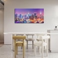 thumbnail image 4 of HFDF Large Canvas Wall Art Decor for Living Room Bedroom New York Skyline Pictures Modern City Night Landcape Purple Painting Prints Home Office Artwork Decoration 24x16inch Framed, 4 of 7