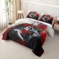 thumbnail image 3 of Erosebridal Spooky Skull Couple Twin Quilt Set, Halloween Red Rose Twin Coverlet Set for Boys Girls, Red Black Grey, 2-Piece 1 Bedspread and 1 Pillowcase, 3 of 7