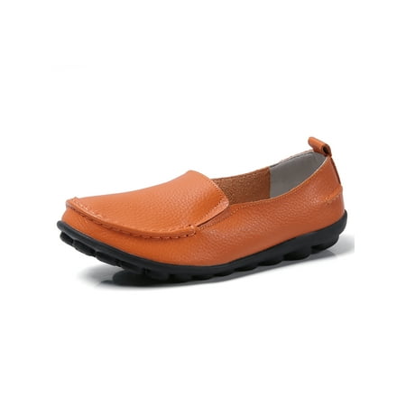 

Gomelly Black Flats Shoes Women Slip On Loafers Casual Dress Shoes Wide Width Non Slip Orange US 9