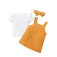 thumbnail image 2 of Orqqct Toddler Baby Girls 3 Piece Outfit Sets Bowknot Headband Fly Sleeve Tops Slip Dress, 2 of 4