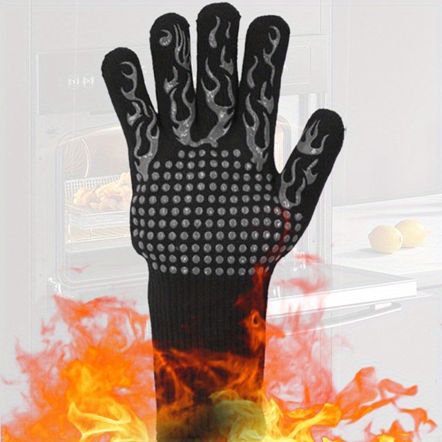 1pc Oven Gloves 932 °F Heat Resistant Gloves, Cut Resistant Oven Gloves, Non-Slip Silicone BBQ Gloves, Kitchen Safe Cooking Gloves, Oven Gloves, BBQ, Grill, Outdoor Camping Picnic, Cookware Barbecue