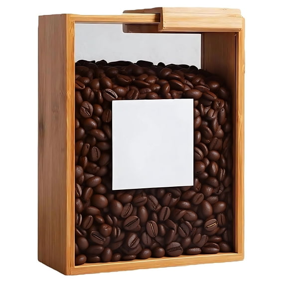 Wooden Cereal & Dry Food Dispenser - Cereal Storage Box with Transparent Window