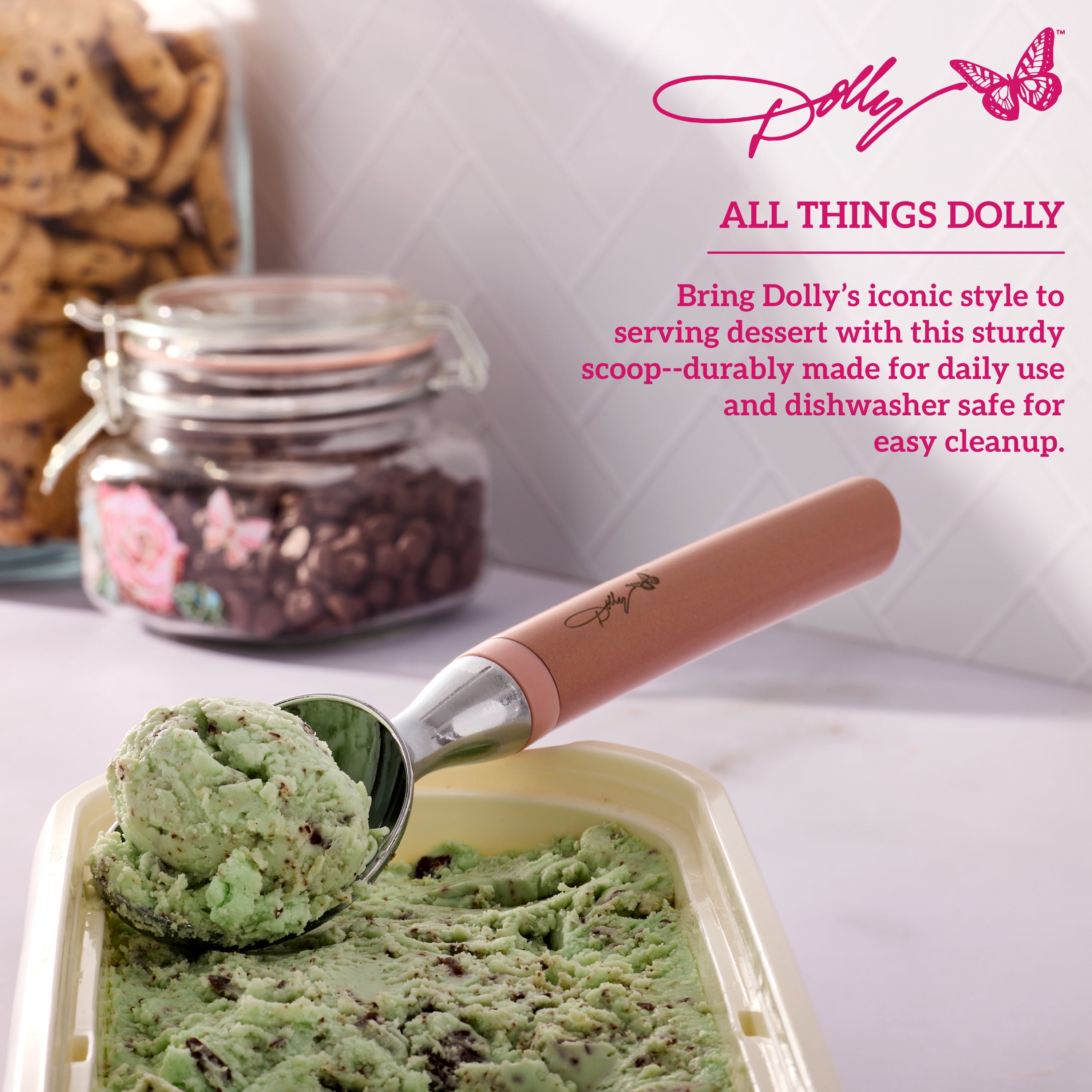 Dolly Parton Stainless Steel Ice Cream Scoop, Blush