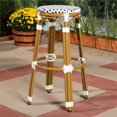 thumbnail image 2 of Bowery Hill 28" Wicker Bar Stool in Navy and White, 2 of 6