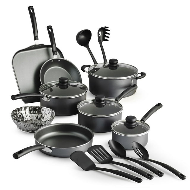 Tramontina PrimaWare 18 Pc Aluminum Nonstick Cookware Set – Steel Gray