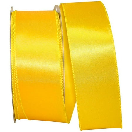 UPC: 0840108864575 | JAM Paper Solid Satin Wired Edge Ribbon  2 1/2 Inches x 50 Yards  Yellow  1/Pack