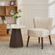 thumbnail image 1 of Silla Tapizada Moderna en Terciopelo | Patas Ajustables y Diseño Mid-Century | Cómoda y Versátil para Sala, Comedor o Dormitorio. Color: Beige., 1 of 8
