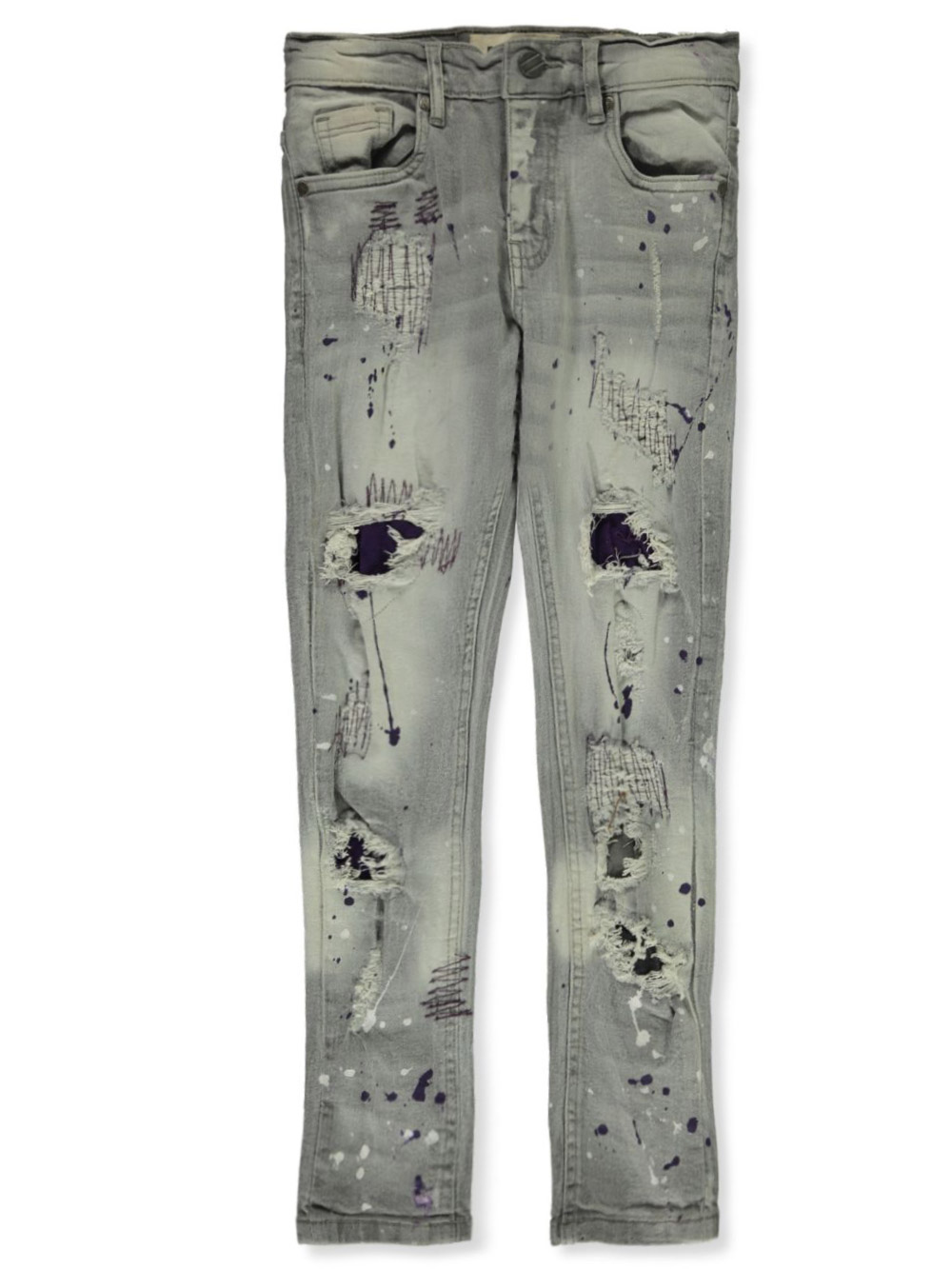 FWRD Boys' Paint Drip Jeans gray/purple, 14 (Big Boys)