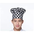 thumbnail image 1 of Chef Hat Adult Adjustable Elastic Baker Kitchen Cooking Chef Cap(Black and white grid), 1 of 3