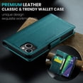 thumbnail image 5 of for iPhone 15 Plus Case, [RFID Blocking] PU Leather Wallet Flip Folio Case with Card Holder Kickstand Shockproof Phone Cover for iPhone 15 Plus (6.7 inch), Teal, 5 of 9