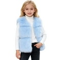 thumbnail image 3 of Letdown Girls Vest Fluffy Furry Jacket Kids Warm Padded Winter Shaggy Outwear Soft Pile for Cold (Light Blue,13-14 Years), 3 of 6