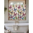 thumbnail image 4 of Colorful Butterfly Bathroom Window Curtain, Elegant Pastoral Butterflies Rustic Watercolor Light Filtering Coffee Kitchen Curtains, Bedroom Living Room Curtains 2 Panel 84"x45", 4 of 6