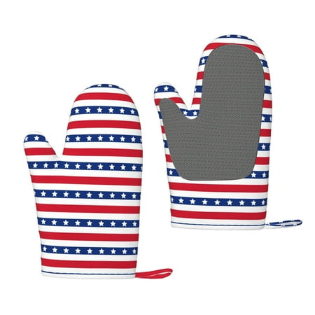

Hirioo Stars And Stripes for Silicone Oven Mitts for BBQ Baking Cooking Set of 2 Heat Resistant 260℃ Non-Slip Kitchen Essentials