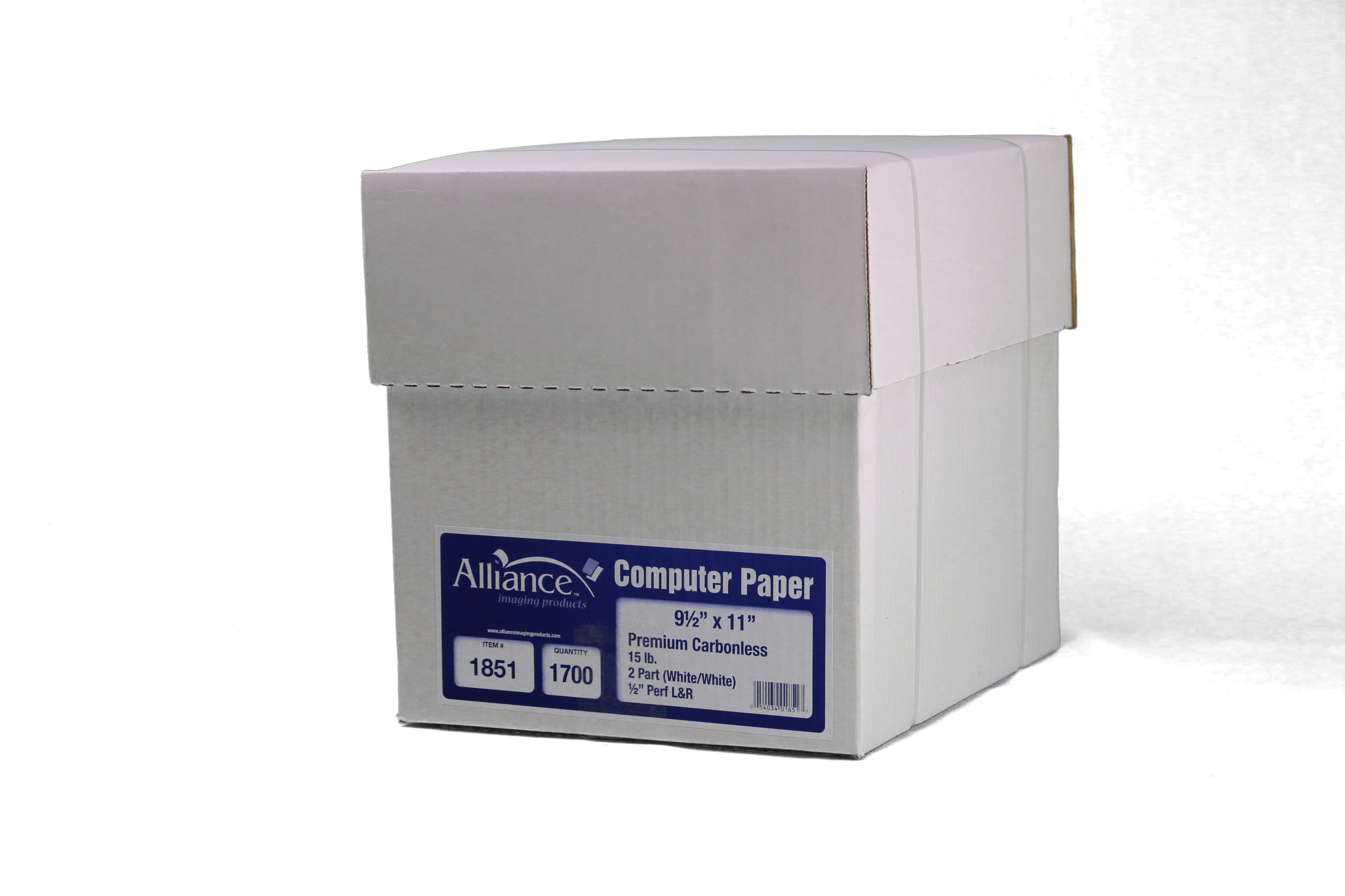Alliance Continuous Carbonless Computer Paper 9.5 x 11, Blank Left and Right Perforated, 15 lb, 2-Part White/White (1,700 Sheets) - â€¦