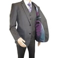 thumbnail image 5 of Mens Vitali Three Piece Suit Vested Semi Shiny Sharkskin M3090 Charcoal Gray, 5 of 11