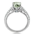 thumbnail image 4 of Gem Stone King 925 Sterling Silver Green Prasiolite and White Created Sapphire Engagement Ring for Women (1.70 Cttw, Cushion 7MM, Gemstone Birthstone, Available in Size 5, 6, 7, 8, 9), 4 of 7