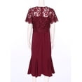 thumbnail image 5 of inlzdz Women Plus Size Mother of The Bride Dresses Elegant Embroidery Lace Cocktail Dress Wedding Ball Gowns 02 Burgundy 5XL, 5 of 9