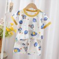 thumbnail image 2 of NOLDARES Newborn Baby Boy Clothes 2pcs Crewneck Short Sleeve Round Neck Top Drawstring Shorts Dinosaur Pattern Outfits(Gold,2-3 Y), 2 of 6
