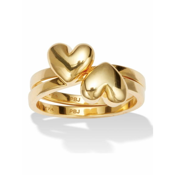 PalmBeach Jewelry 14k Yellow Gold-plated Double Heart Ring