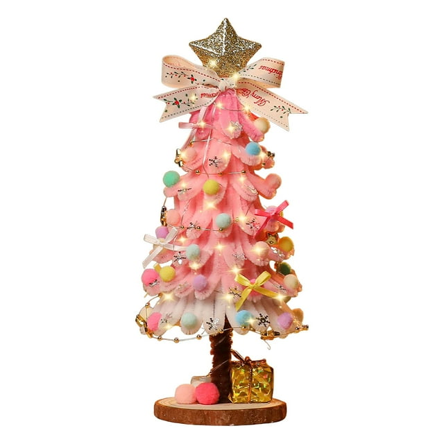 REZUOFI 4 Pcs 4 Pcs Twisted Stick Christmas Tree Decorations with Lights, Festive Flocked Tabletop Ornament for Holiday Home Decor, Merry Christmas Sign