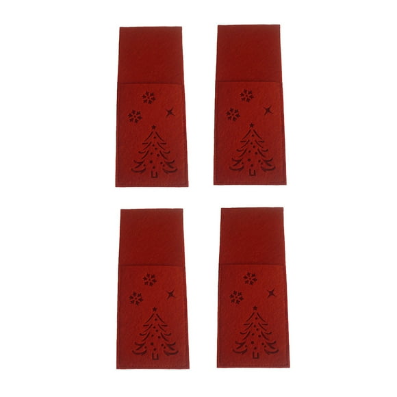4pcs Christmas Tableware Bags Portable Silverware Bags Tableware Knives Holder for Knives Forks Decor