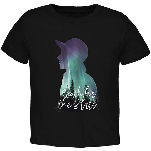 Northern Lights Reach for the Stars Toddler T Shirt Black 4T