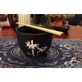 thumbnail image 4 of Set of 2 Quality and Elegant Japanese Porcelain Black Bowls w Chopsticks- White Bamboo EHD New, 4 of 6