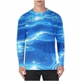 thumbnail image 2 of Maqroz Sun Protection Shirts for Men Plus Size Ice Silk Breathable Shirt Long Sleeve Crew Neck Top Summer Athletic Casual Sport Tops Fashion Lightweight Water Wave Texture Outfits, 2 of 5
