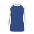 thumbnail image 4 of Fgnfyis Haut à Manches 3/4 pour Femmes Été Décontracté Polyvalent Raglan Col Rond Chemise Décontractée Haut Hauts pour Femmes Bleu_002 TTG, 4 of 5