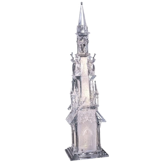 CC Christmas Decor LED Lighted Clear Cathedral with Angels Christmas Figurine - 19" - Set of 2