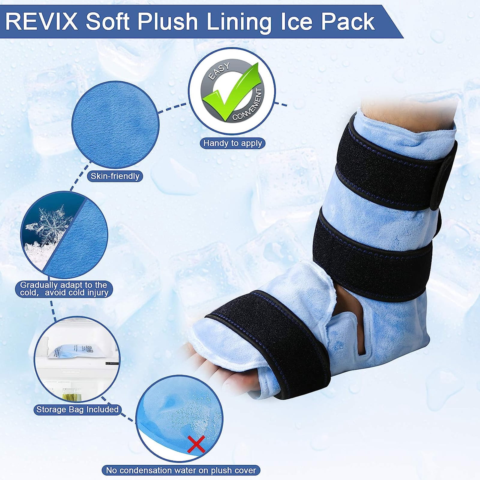 REVIX Ankle Ice Pack for Achilles Tendonitis Plantar Fasciitis & Sprain
