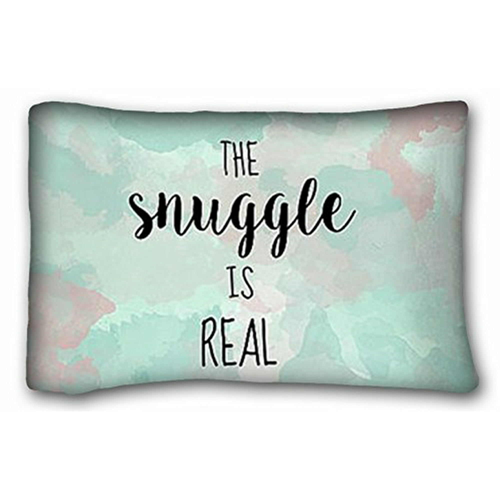 RYLABLUE The Snuggle Is Real Pillow Quote Cute Pillows For Kids Gift For Boyfriend Purple And Teal Bedding Funny Pillow Case Funny Gifts Size 20x30 inches Two Sided Print Walmart