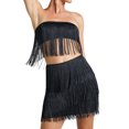 thumbnail image 2 of Falda superior sin mangas para mujer Estilo sexy Borla Tubo Top Mini falda Traje de vacaciones, 2 of 7
