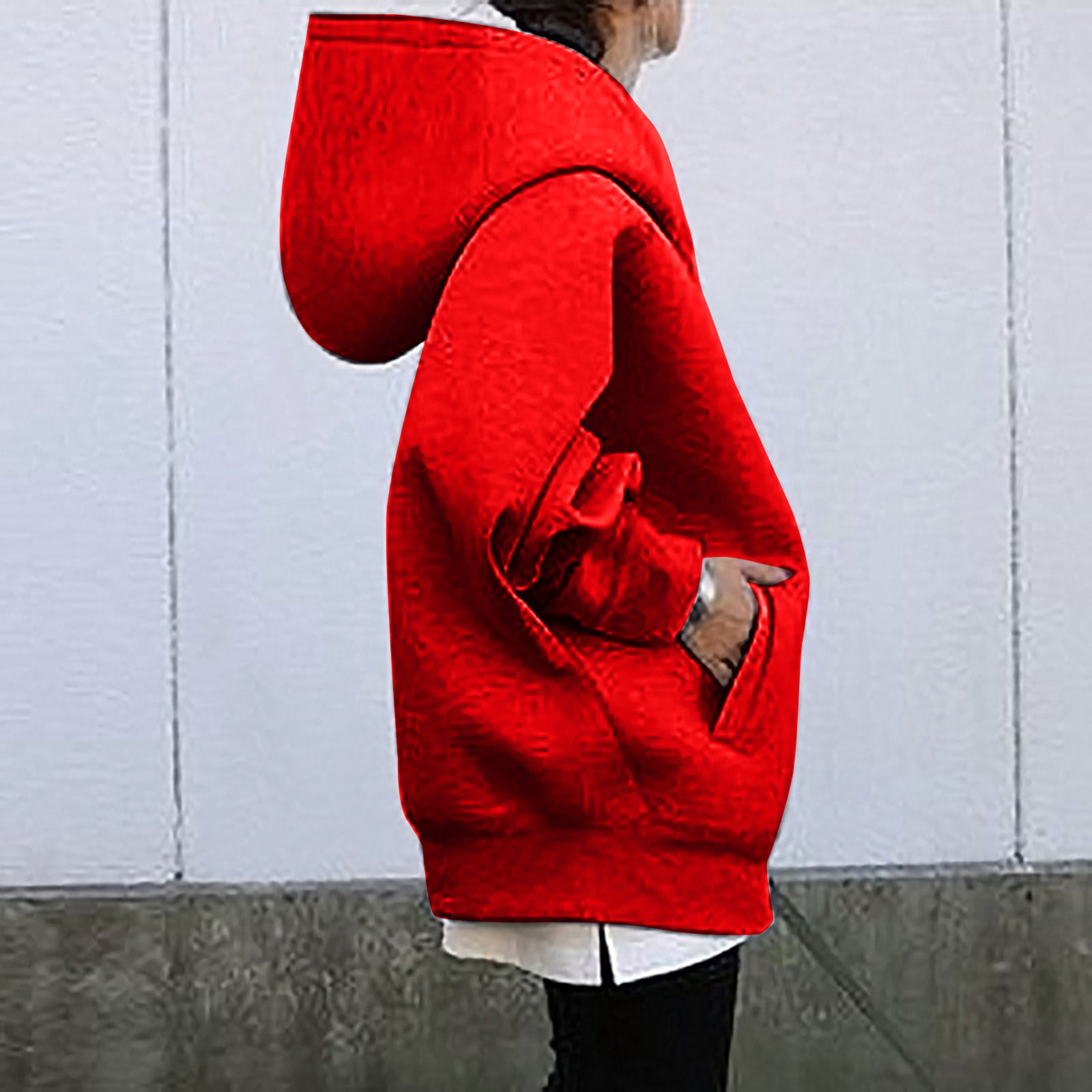 Gubotare Sweatshirt Women Womens Long Sleeve French Terry Full-Zip Hooded  Sweatshirt (Red,S)