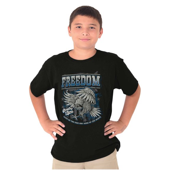 American Pride Brave Freedom Eagle Crewneck T Shirts Boy Girl Teen Brisco Brands XS