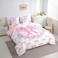 thumbnail image 3 of Castle Fairy Personalized Initial Alphabet R Bedding Comforter Set 7-Piece for Female Men Adults,Dreamy Princess King Bedding Sets,Cartoon Bowknot Flowers Ultra Soft Bed Sheets,Luxury Bedroom Decor, 3 of 8