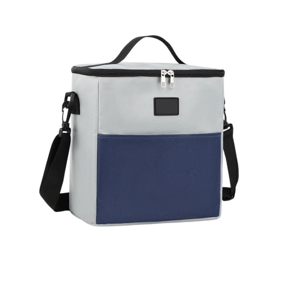 Partheme 10x10x6in Square Portable Insulated Lunch Bag Large Capacity, Cooler Thermal Tote with Handle for Picnic Work Travel Groceries, Gray