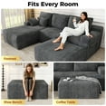 thumbnail image 2 of Large Oversized Ottoman Bench for Living Room, Extra Seating & Coffee Table for Sofa, Plush Corduroy Pouf Footrest, No Assembly Needed, Rectangle Floor Ottoman, (Charcoal), 2 of 11