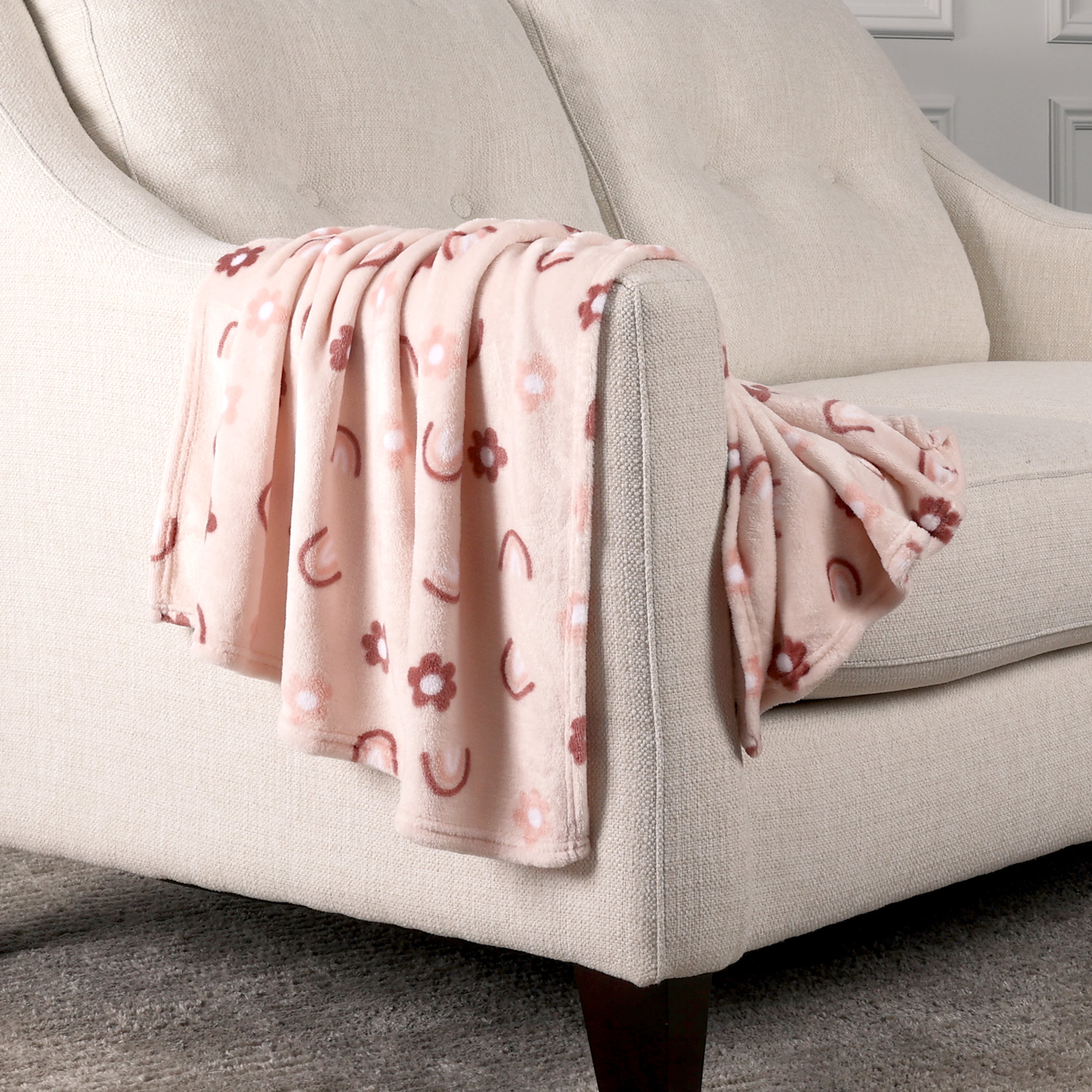 George Baby Pink Rainbow Flannel Baby Blanket 30" x 36"