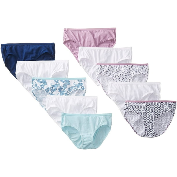 Hanes Womens 10 Pack Cotton Hipster Panty, Assorted, 9