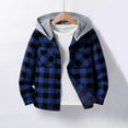thumbnail image 2 of BFHHYA Kids' Boys Girls Plaid Button-Down Shirt Long Sleeve Casual Hooded Shirt Jacket for Fall Layered Wear & School Days(5-14Y), 2 of 6