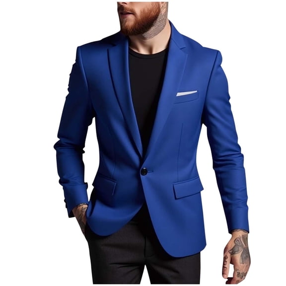 Jerdar Men's Single Breasted One Button Blazer Jacket Lapel Collar Pockets Polyester Blend Solid Color Slim Fit Business Wedding Formal Casual Suit Sport Coat Top Business Casual Jacket