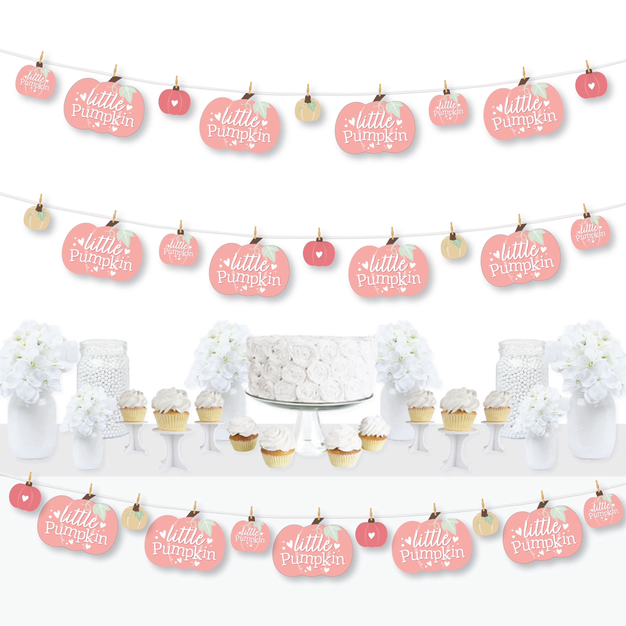Little Pumpkin Bunting Banner - Fall Baby Shower Or Birthday Party Decor, 'Little Pumpkin' Letters - View #2