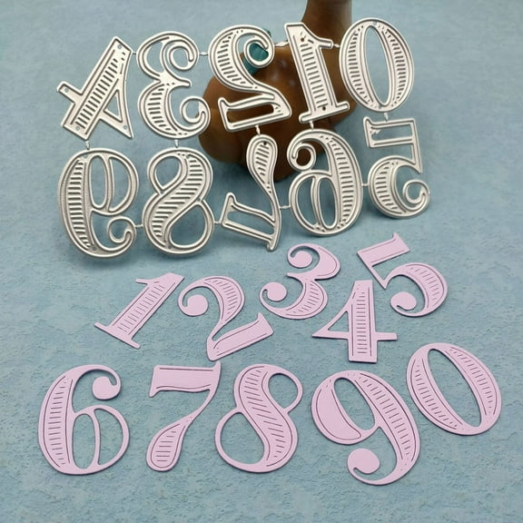 Die Cuts for Card Making, Ouginx Bold Numbers Metal Cutting Dies DIY Die Cutters Die Stencils for Scrapbooking, Embossing & More