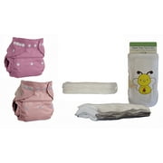 Kashmir Baby Bamboo One Size Cloth Diapers, Hemp Inserts, 10 Organic Wipes. Washable. Reusable. Girl- Princess