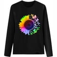 thumbnail image 4 of ICHUANYI Clearance Women's Printing Long Sleeve Casual Loose Black Blouse T-shirt Tops ICHUANYI "ICHUANYI", 4 of 5