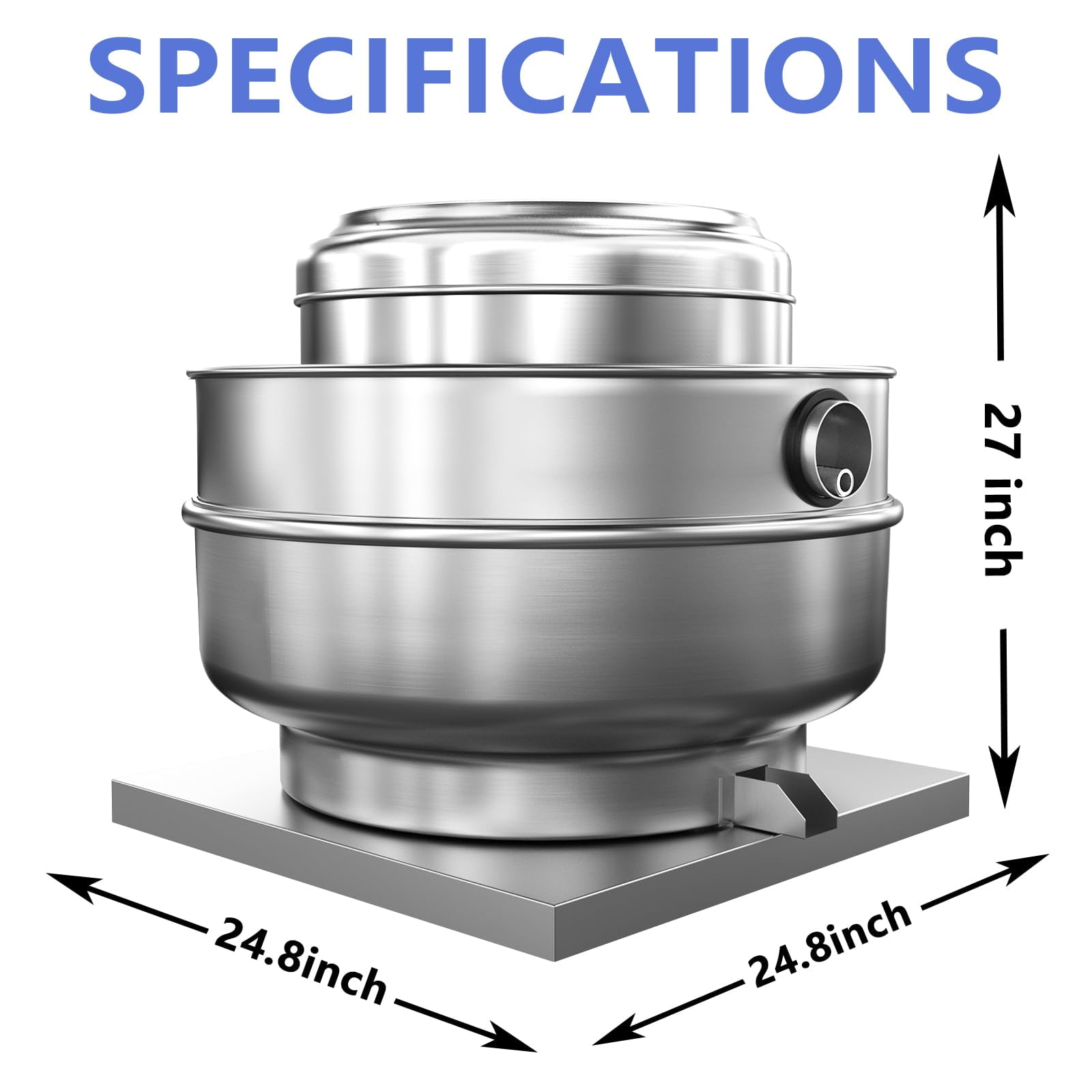 CKSFAN 3500CFM Restaurant Exhaust Fan - 1HP High-Speed Direct Drive, 110V Grease Rated Hood Fan for Food Trucks & Kitchens