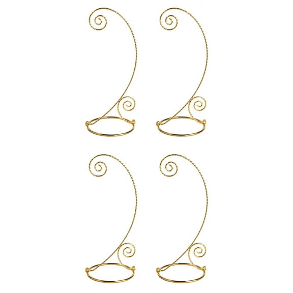 Creative Hobbies 10 Inch Tall Gold Brass Plated Ornament Display Hanger Stands for Hanging Christmas Ornaments, Glass Terrariums, Etc - 4 Pack